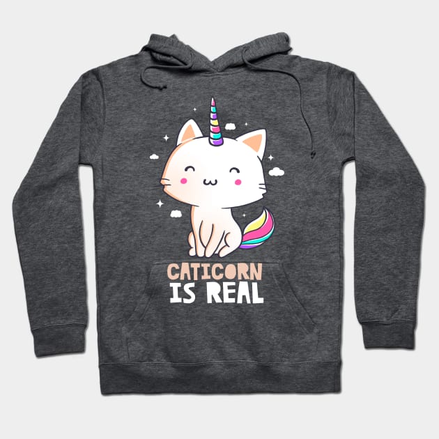 Caticorn Is Real Funny Cute Gift Hoodie by eduely